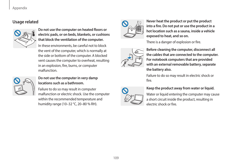 Usage related | Samsung NP940X3G-K03US User Manual | Page 109 / 147