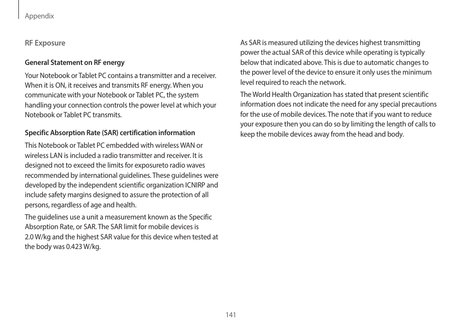 Samsung NP940X3G-K03US User Manual | Page 141 / 147