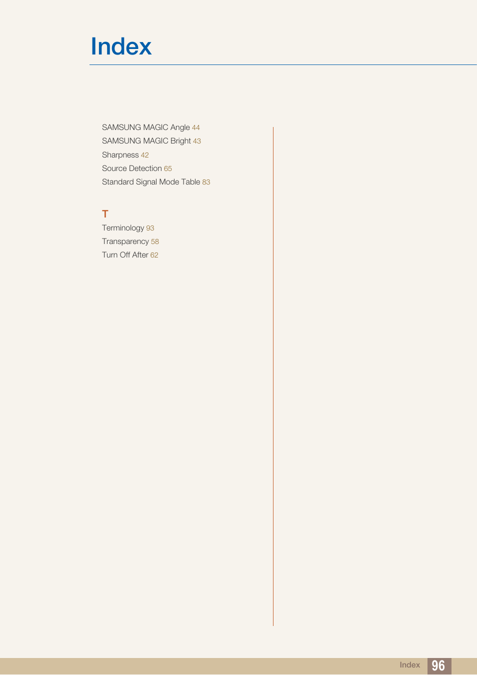 Index | Samsung LS27C45KDSV-ZA User Manual | Page 96 / 96