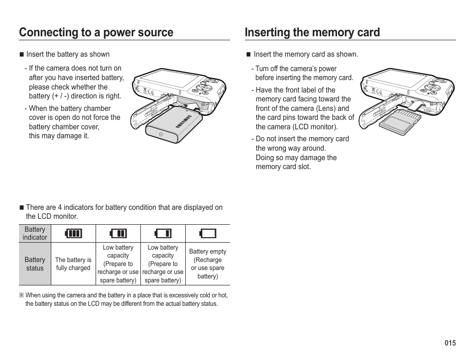 Connecting to a power source | Samsung EC-SL50ZZBPSUS User Manual | Page 16 / 98