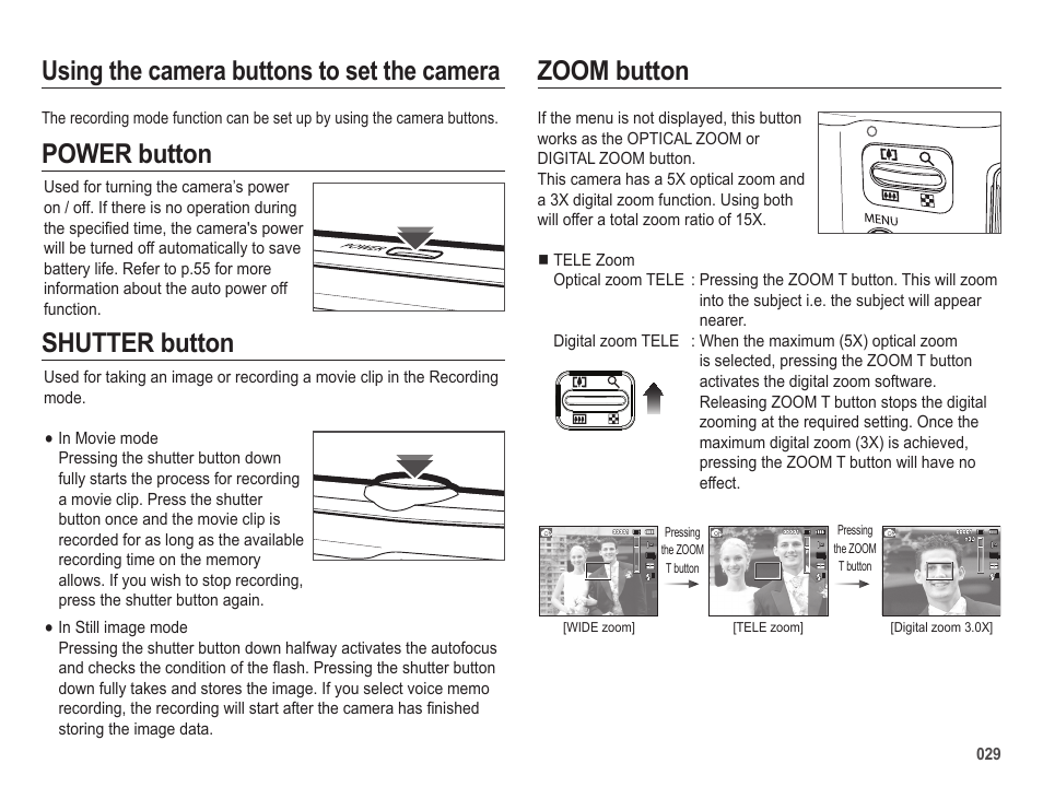 Power button shutter button | Samsung EC-SL50ZZBPSUS User Manual | Page 30 / 98