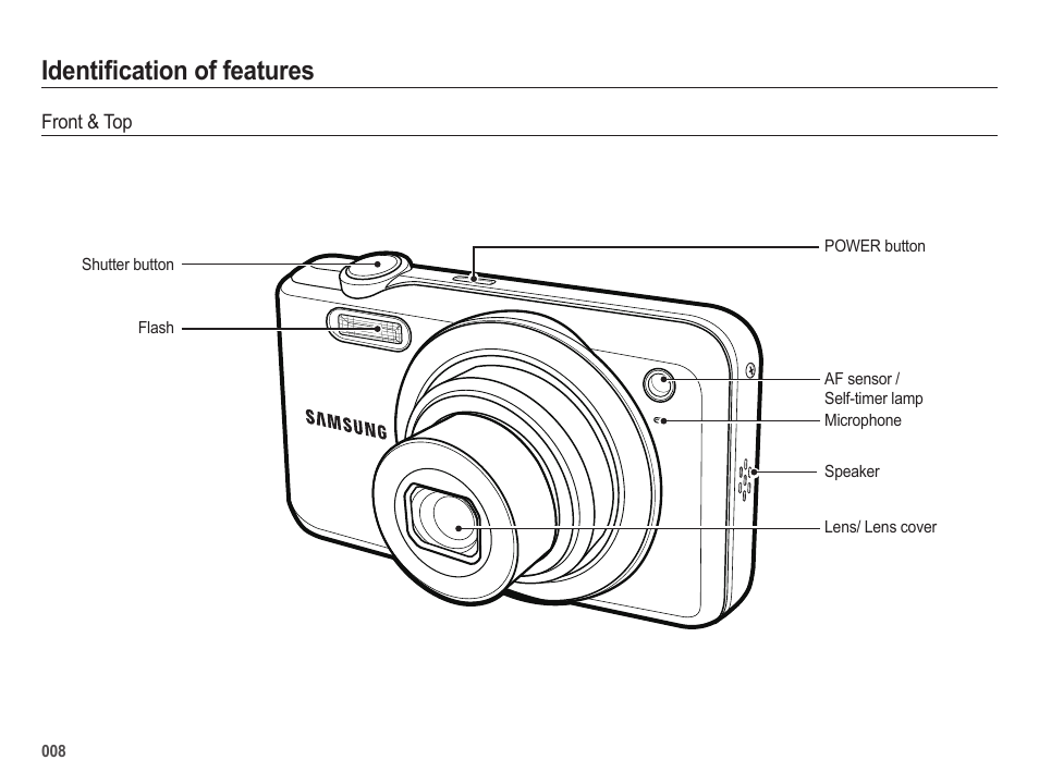 Identification of features | Samsung EC-SL50ZZBPSUS User Manual | Page 9 / 98