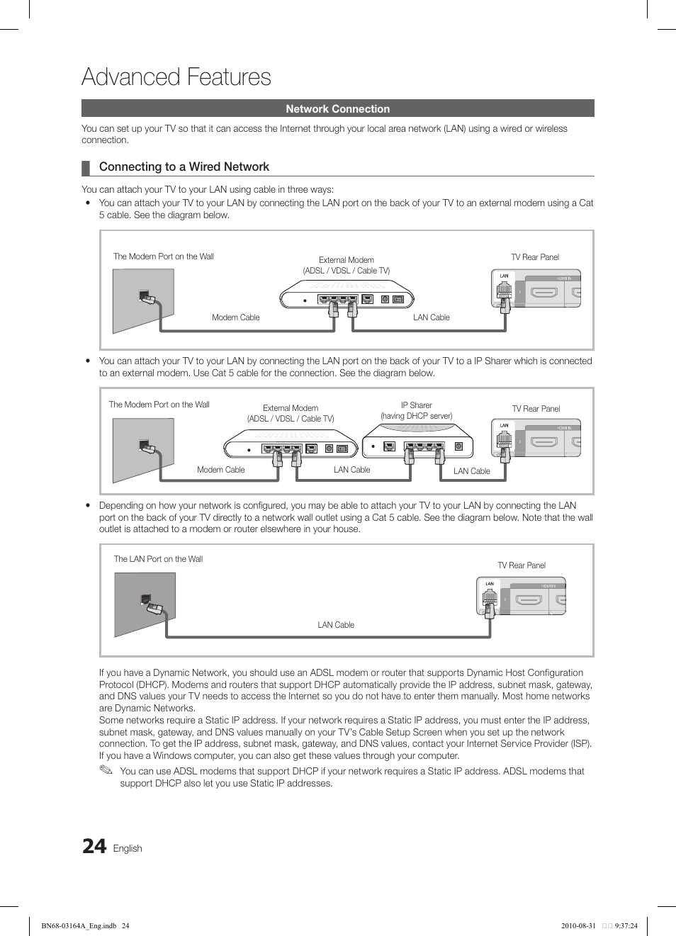 Advanced features | Samsung LN55C630K1FXZA User Manual | Page 24 / 52