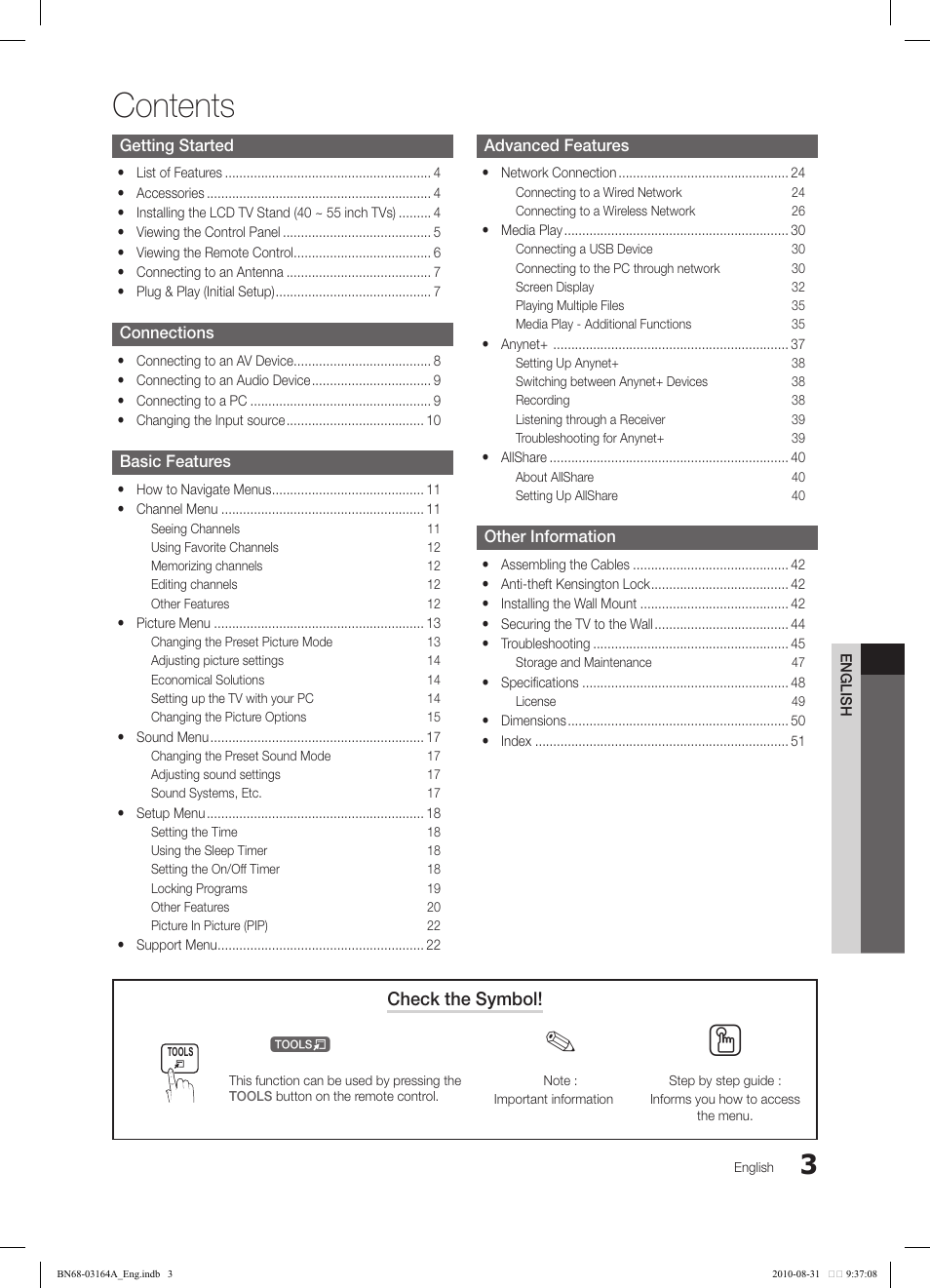 Samsung LN55C630K1FXZA User Manual | Page 3 / 52