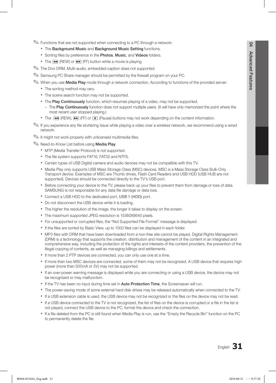 Samsung LN55C630K1FXZA User Manual | Page 31 / 52