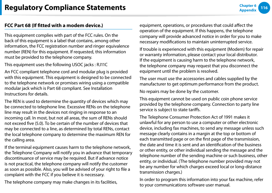 Regulatory compliance statements | Samsung DP500A2D-K01UB User Manual | Page 117 / 136