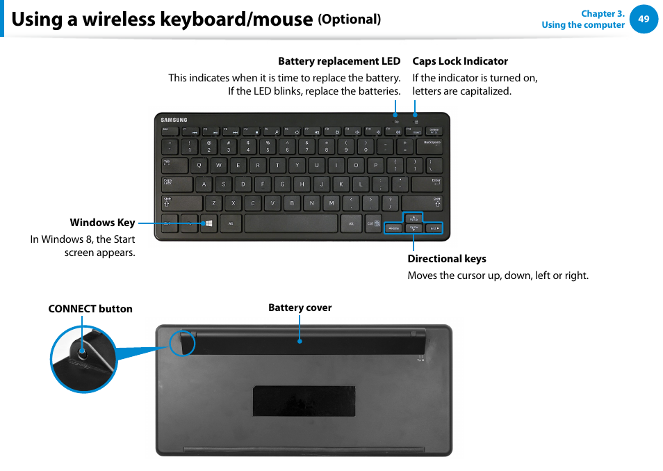 Using a wireless keyboard/mouse, Optional) | Samsung DP500A2D-K01UB User Manual | Page 50 / 136