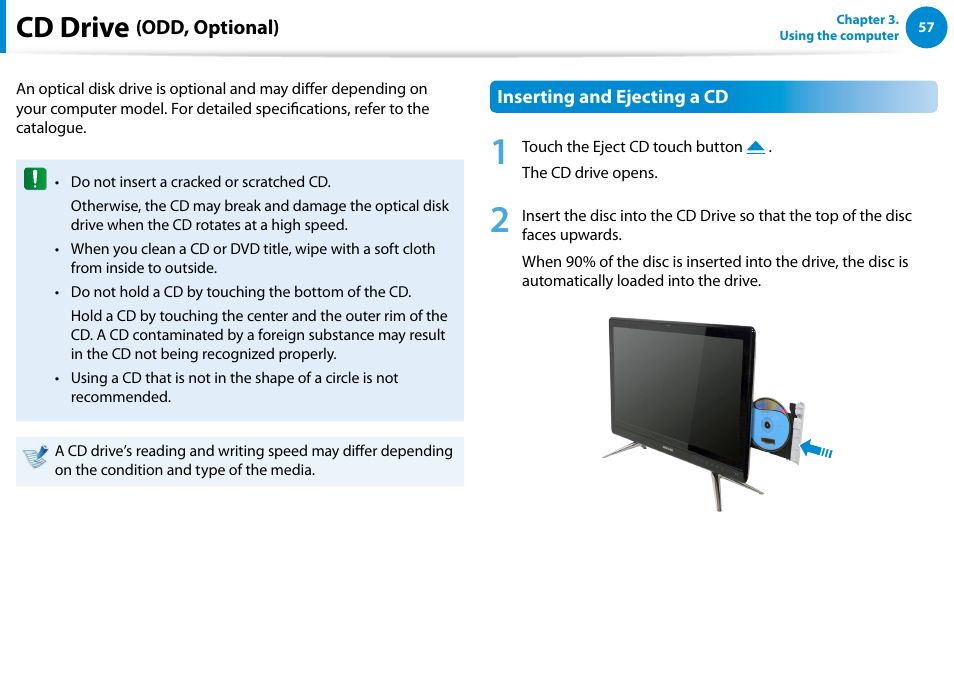 Cd drive (odd, optional), Cd drive | Samsung DP500A2D-K01UB User Manual | Page 58 / 136