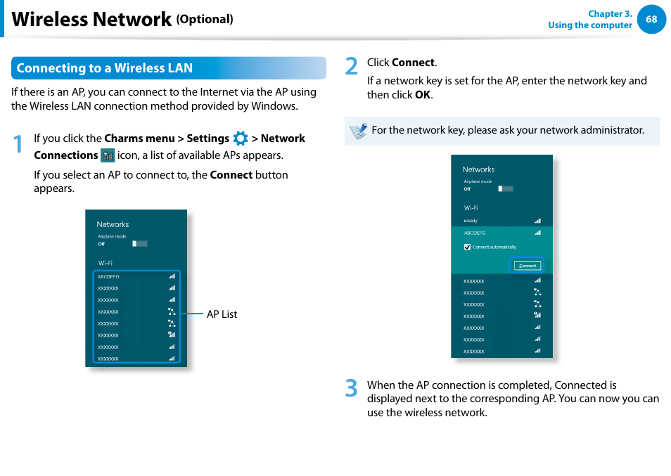 Wireless network | Samsung DP500A2D-K01UB User Manual | Page 69 / 136