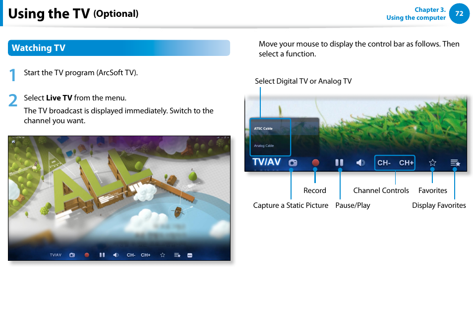 Using the tv | Samsung DP500A2D-K01UB User Manual | Page 73 / 136