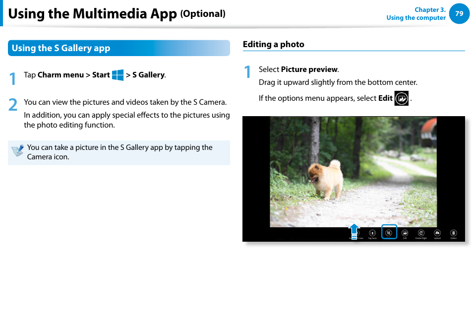 Using the multimedia app | Samsung DP500A2D-K01UB User Manual | Page 80 / 136