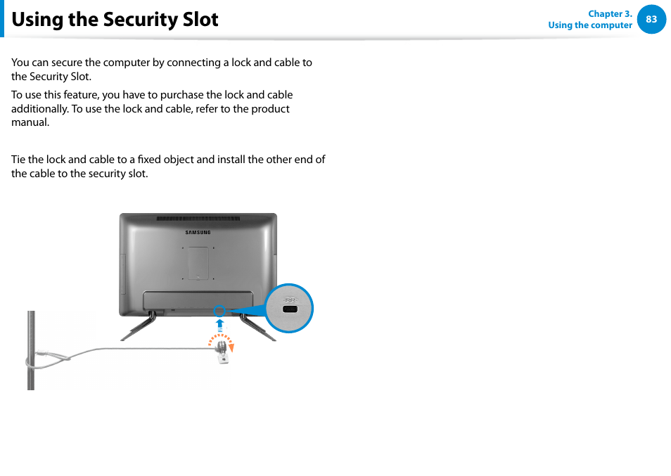 Using the security slot | Samsung DP500A2D-K01UB User Manual | Page 84 / 136