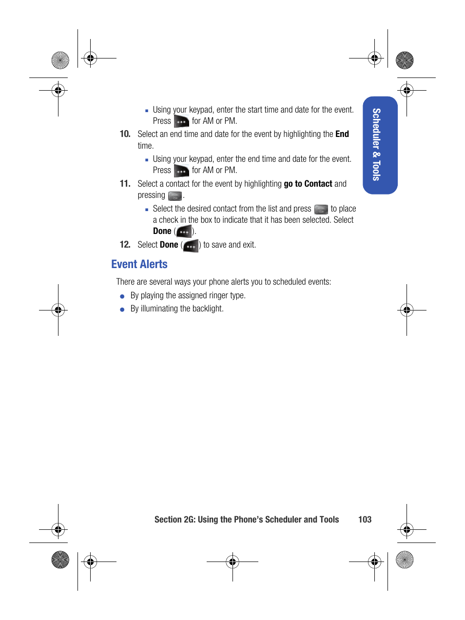 Event alerts | Samsung SPH-M500BKMEID User Manual | Page 127 / 258