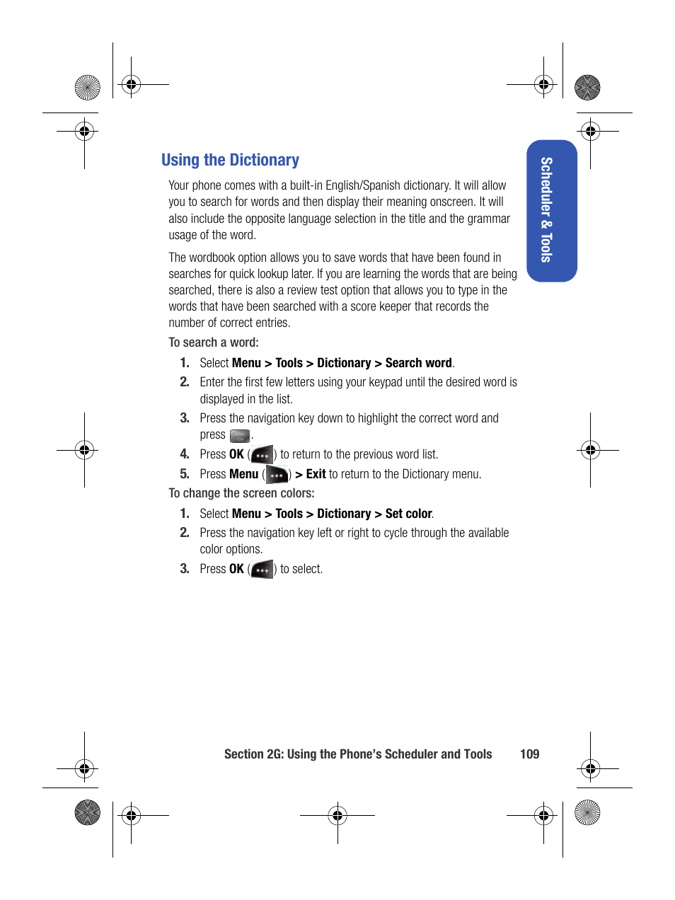 Using the dictionary | Samsung SPH-M500BKMEID User Manual | Page 133 / 258