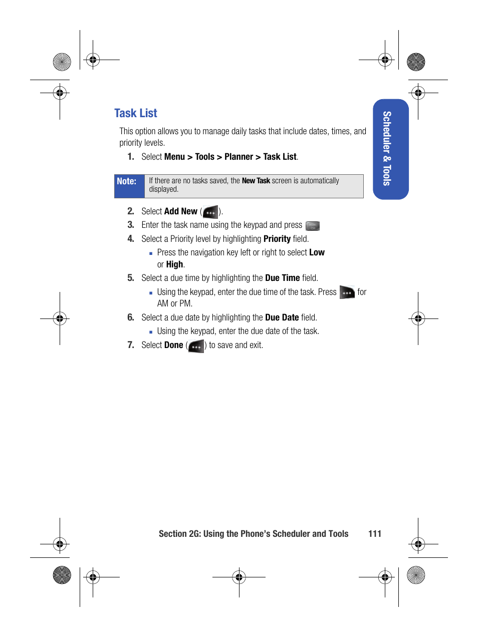 Task list | Samsung SPH-M500BKMEID User Manual | Page 135 / 258