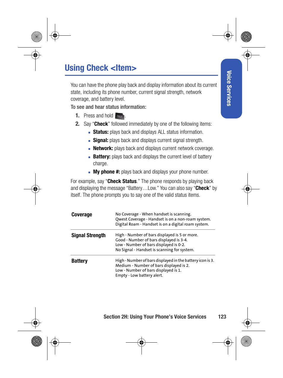 Using check <item | Samsung SPH-M500BKMEID User Manual | Page 147 / 258