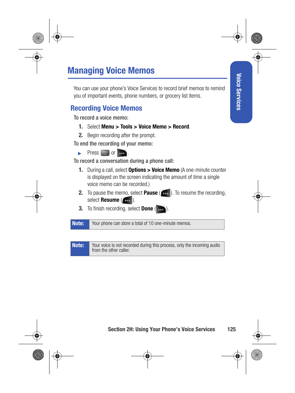 Managing voice memos, Recording voice memos | Samsung SPH-M500BKMEID User Manual | Page 149 / 258