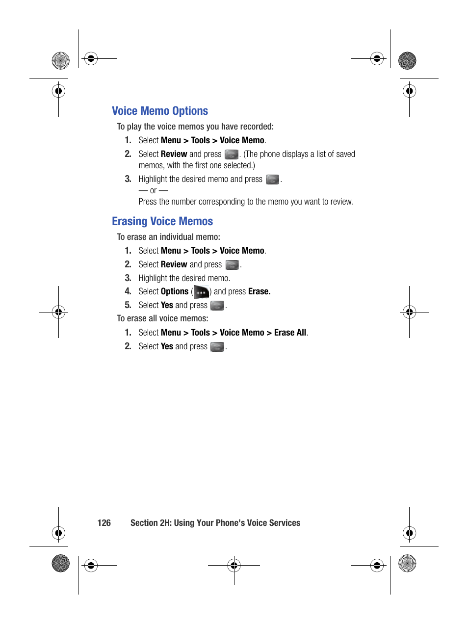 Voice memo options, Erasing voice memos | Samsung SPH-M500BKMEID User Manual | Page 150 / 258