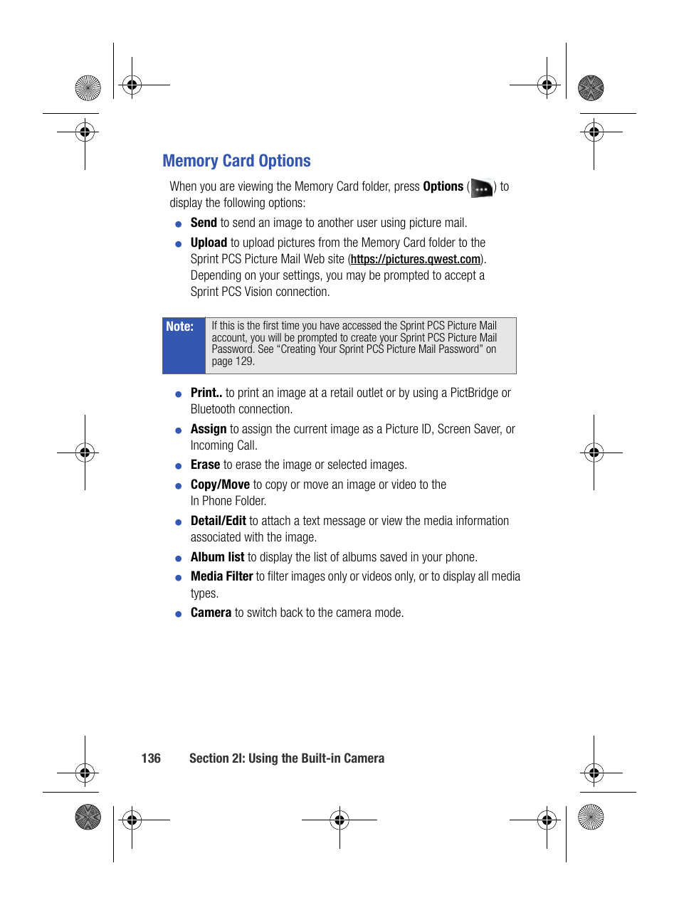 Memory card options | Samsung SPH-M500BKMEID User Manual | Page 160 / 258