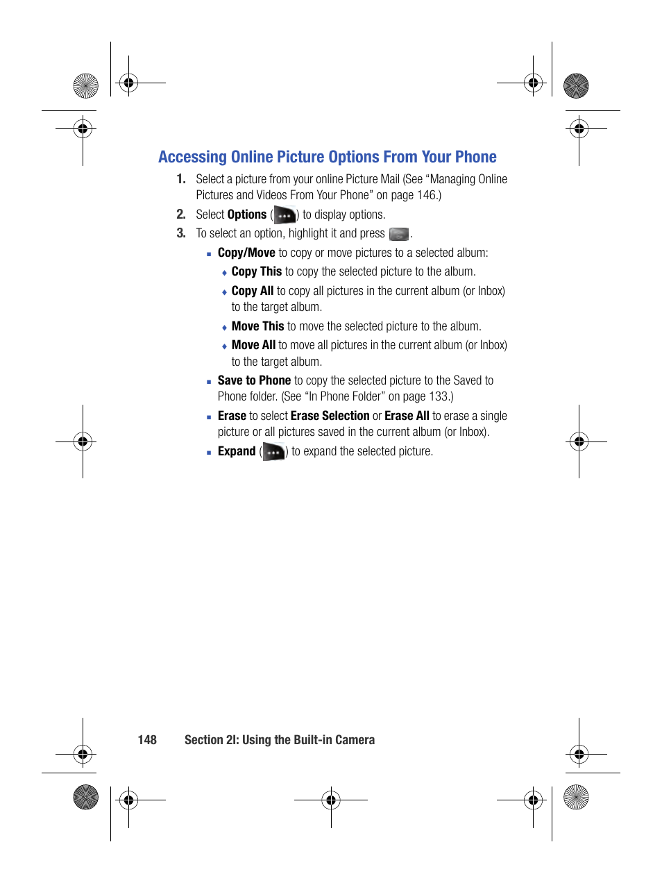 Accessing online picture options from your phone | Samsung SPH-M500BKMEID User Manual | Page 172 / 258