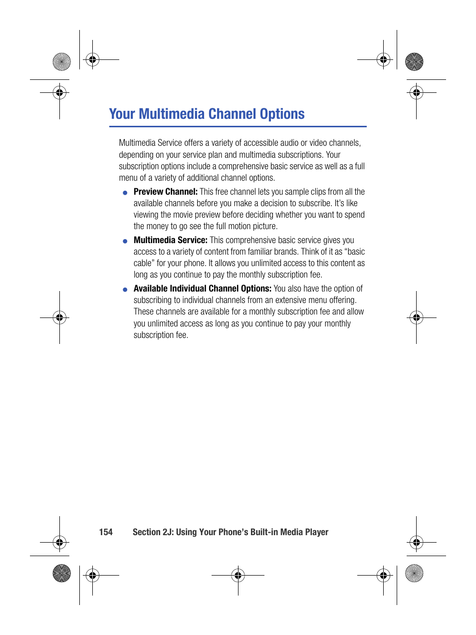 Your multimedia channel options | Samsung SPH-M500BKMEID User Manual | Page 178 / 258