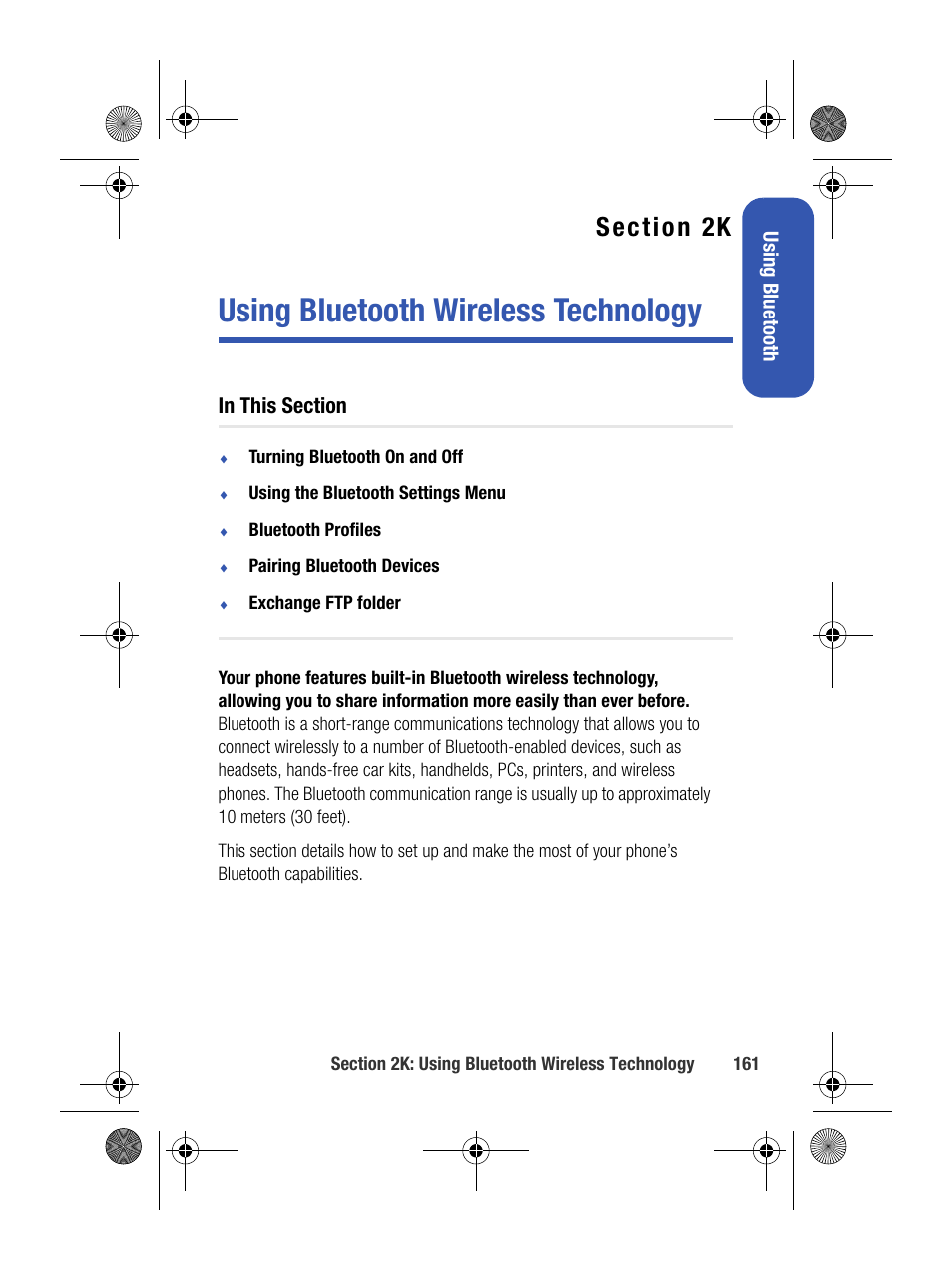 Using bluetooth wireless technology, 2k. using bluetooth wireless technology | Samsung SPH-M500BKMEID User Manual | Page 185 / 258