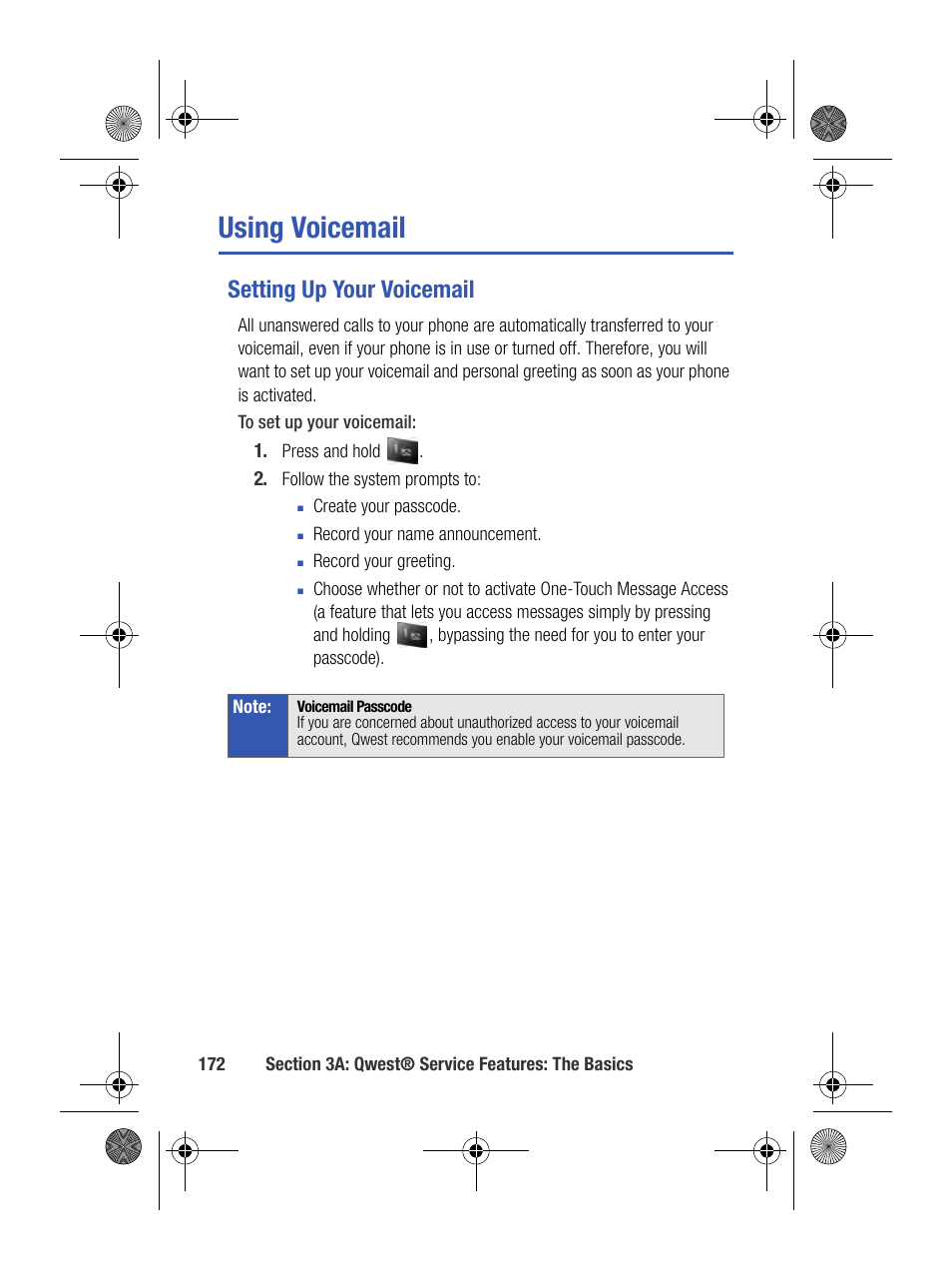 Using voicemail, Setting up your voicemail | Samsung SPH-M500BKMEID User Manual | Page 196 / 258