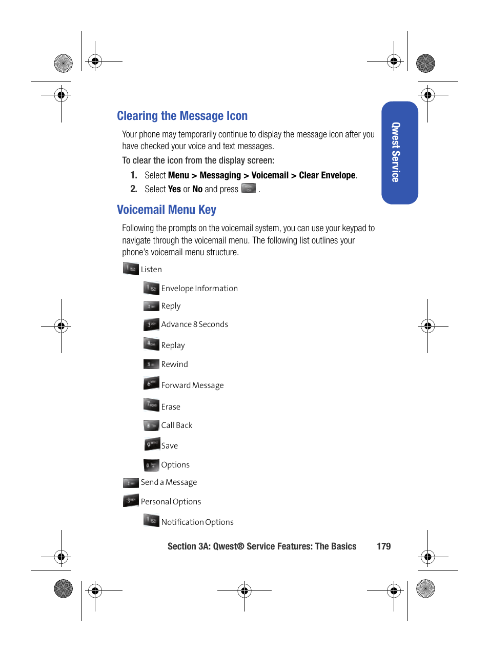 Clearing the message icon, Voicemail menu key | Samsung SPH-M500BKMEID User Manual | Page 203 / 258