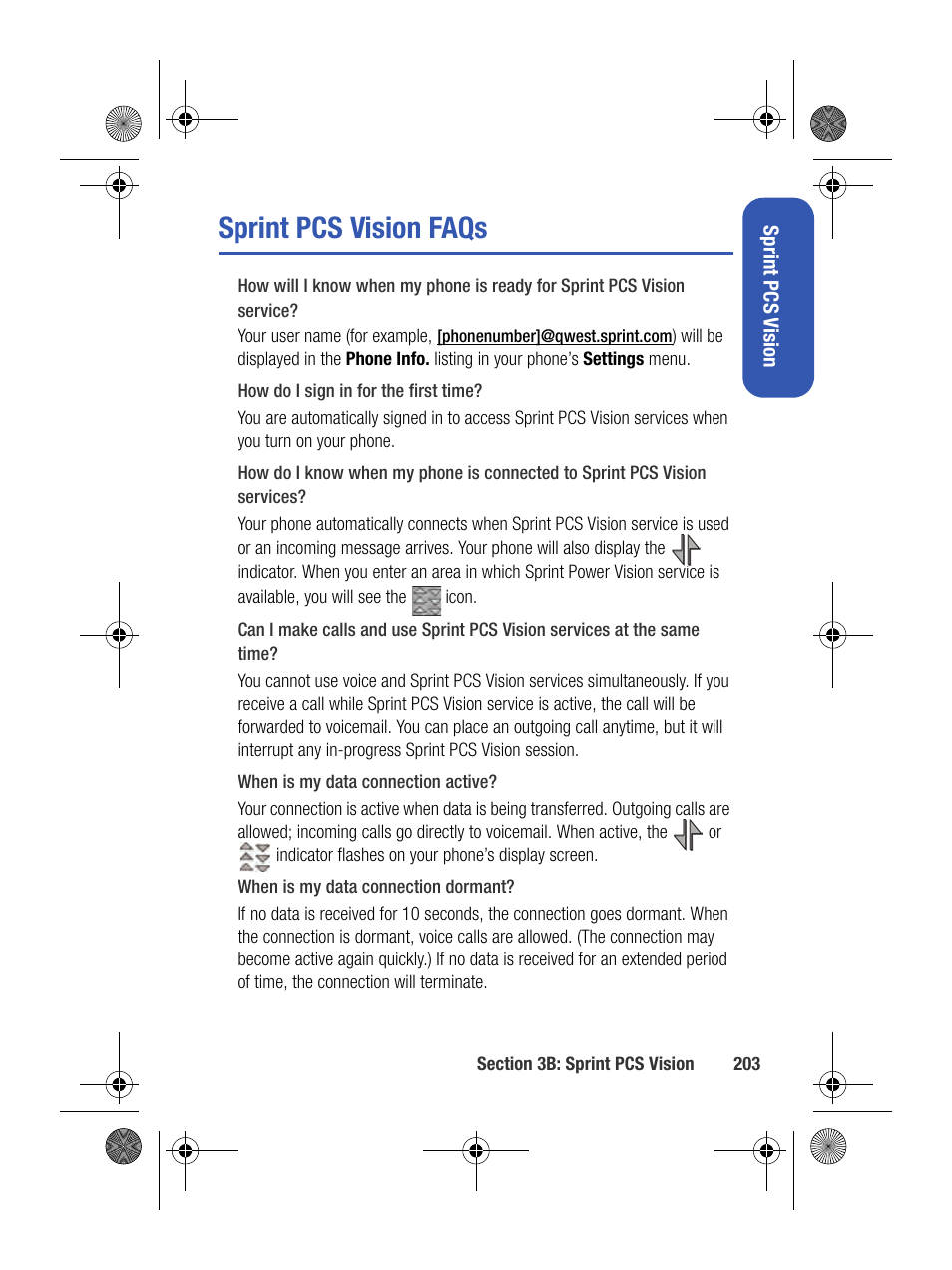 Sprint pcs vision faqs | Samsung SPH-M500BKMEID User Manual | Page 227 / 258