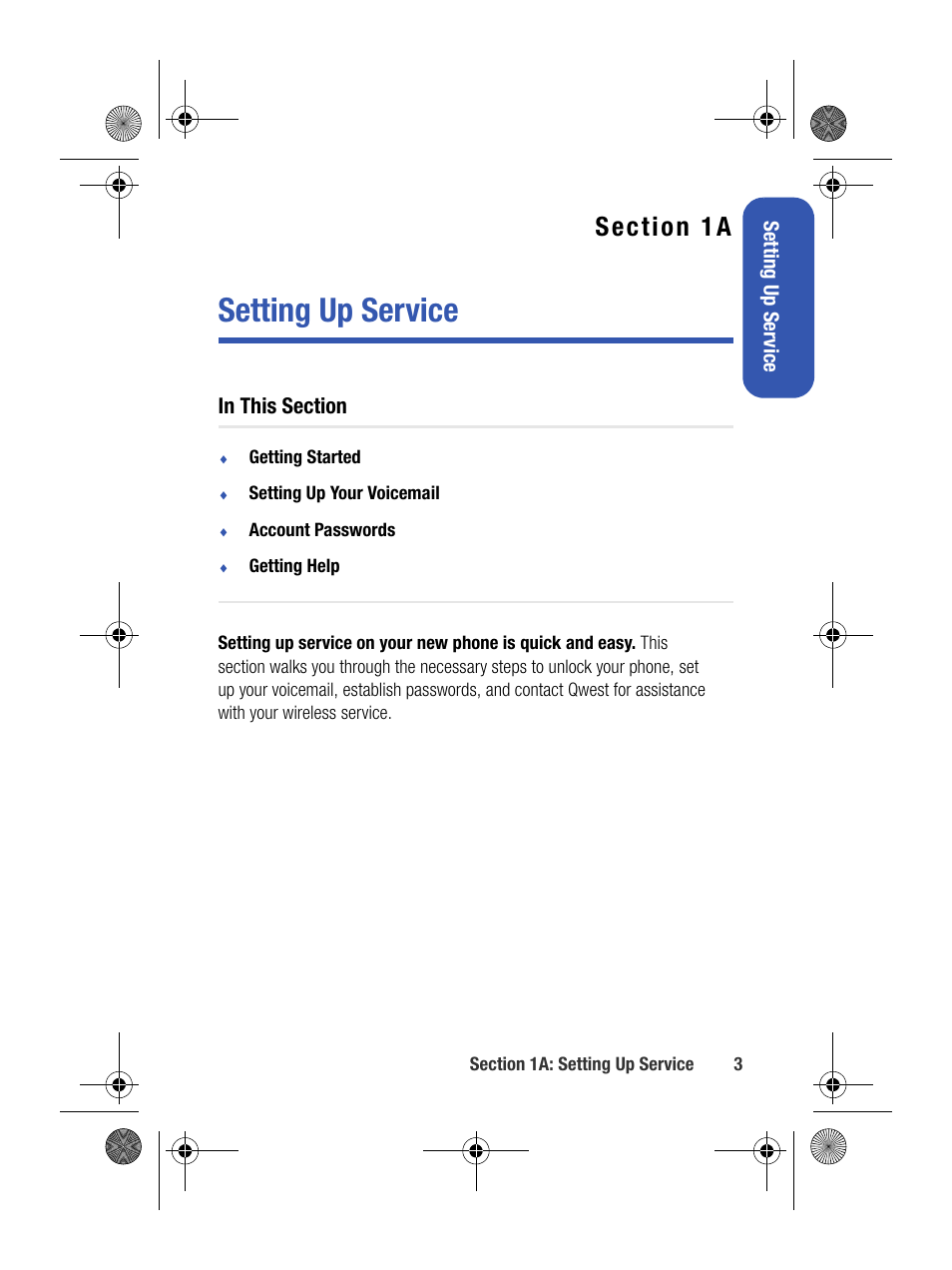 Setting up service, 1a. setting up service | Samsung SPH-M500BKMEID User Manual | Page 27 / 258