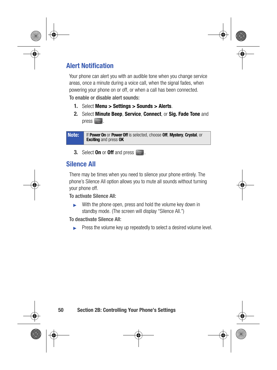Alert notification, Silence all | Samsung SPH-M500BKMEID User Manual | Page 74 / 258