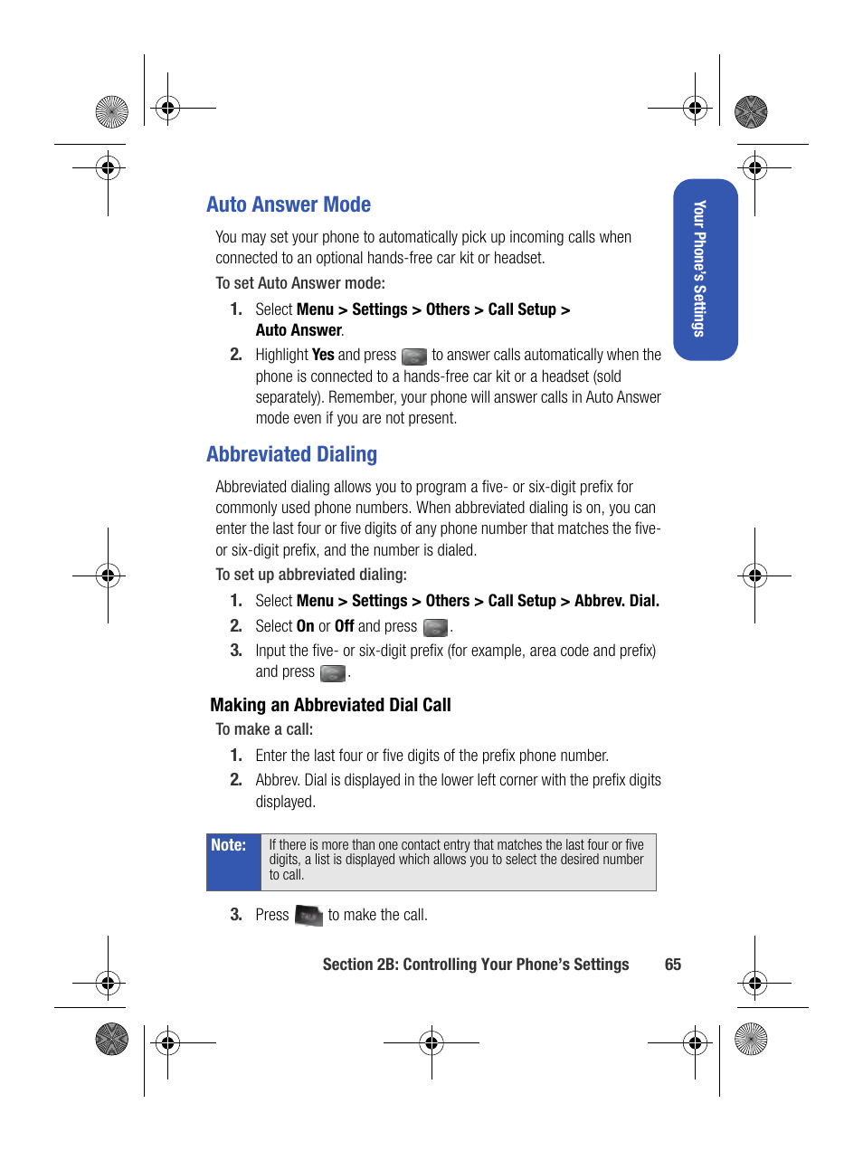 Auto answer mode, Abbreviated dialing | Samsung SPH-M500BKMEID User Manual | Page 89 / 258