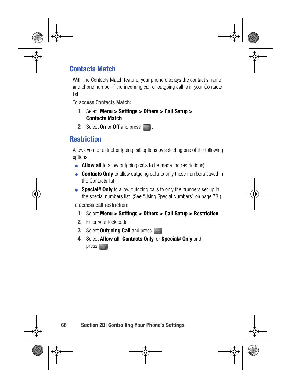 Contacts match, Restriction | Samsung SPH-M500BKMEID User Manual | Page 90 / 258