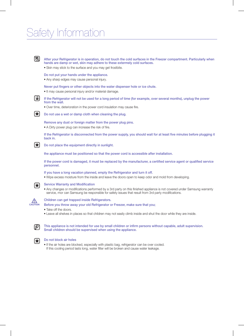 Safety information | Samsung RF26XAEWP-XAA User Manual | Page 4 / 9