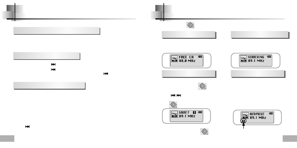 Searching for music/voice files, Listening to fm radio | Samsung YP-T5H-XTL User Manual | Page 16 / 32