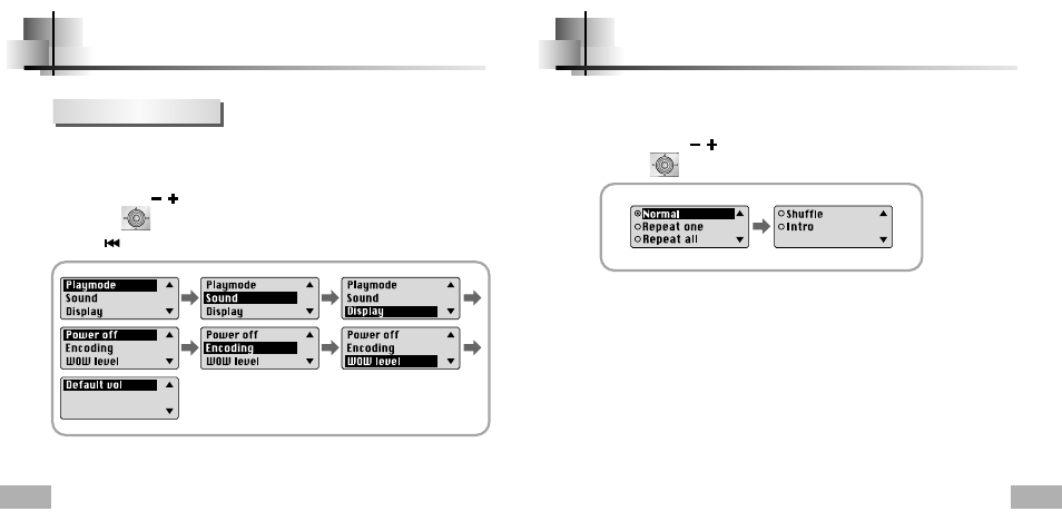 Setting the advanced functions, Selecting the play mode | Samsung YP-T5H-XTL User Manual | Page 22 / 32