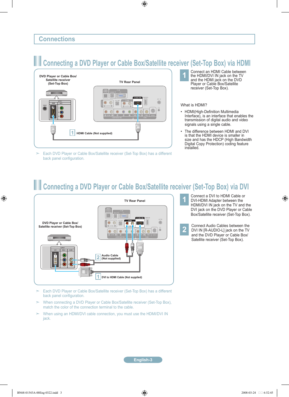 Connections | Samsung LN19A650A1DXZA User Manual | Page 3 / 12