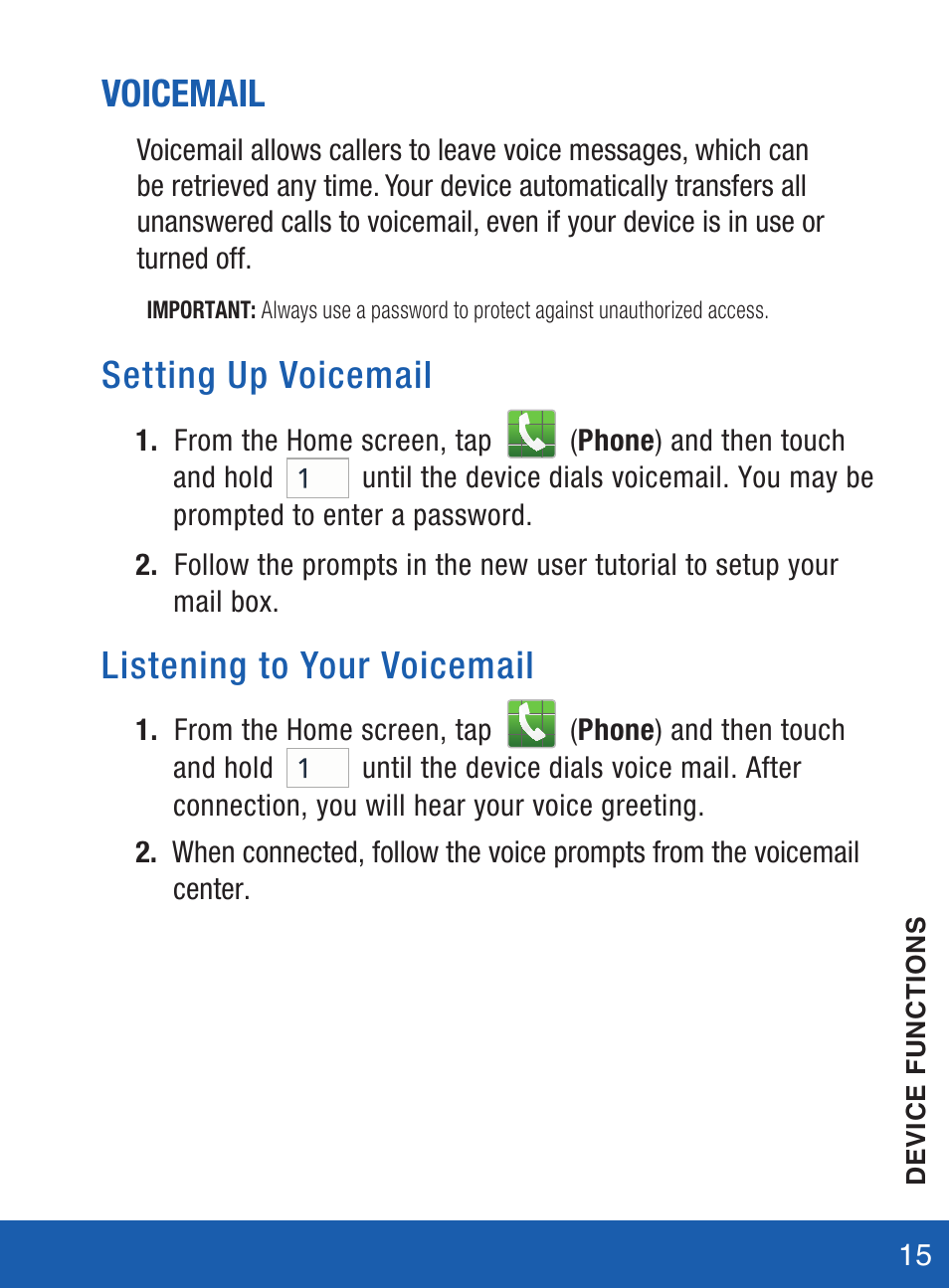 Voicemail, Setting up voicemail, Listening to your voicemail | Samsung SM-S975LZKATFN User Manual | Page 16 / 36
