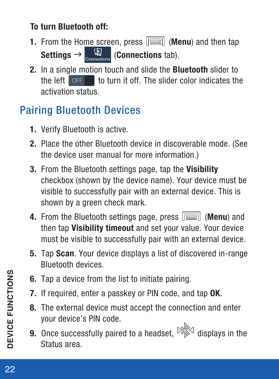 Pairing bluetooth devices | Samsung SM-S975LZKATFN User Manual | Page 23 / 36