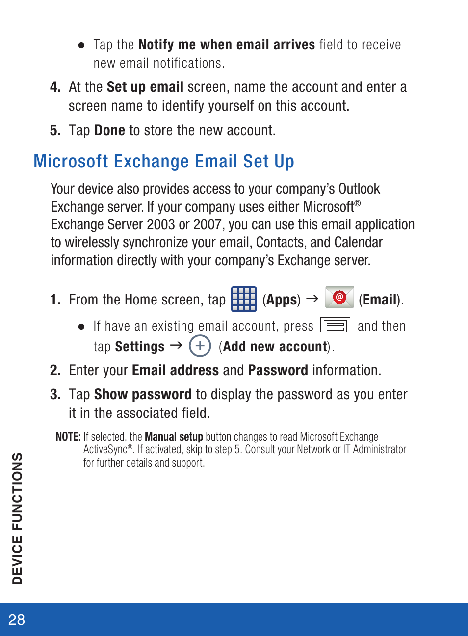 Microsoft exchange email set up | Samsung SM-S975LZKATFN User Manual | Page 29 / 36