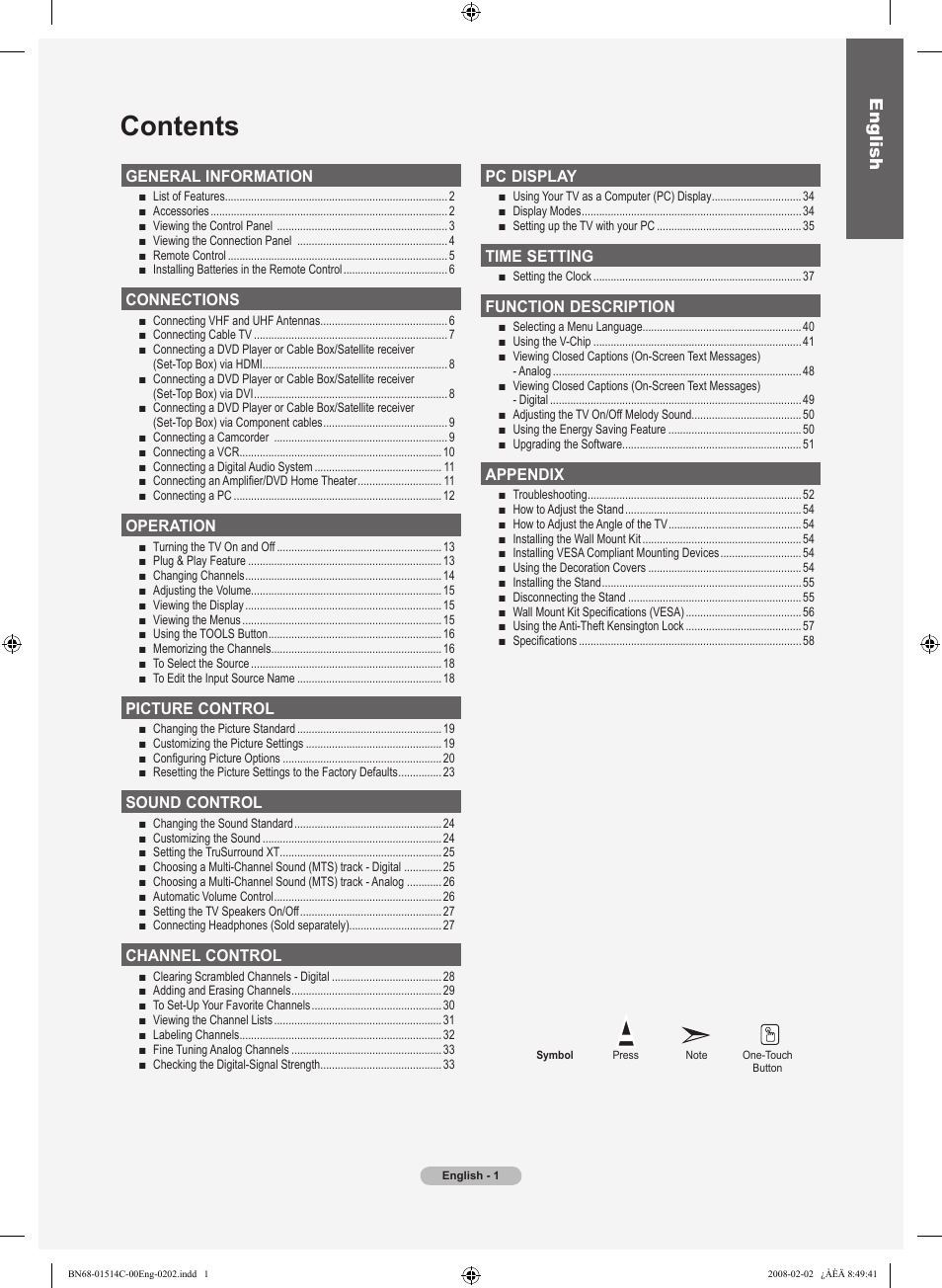 Samsung LN19A331J1DXZA User Manual | Page 3 / 121