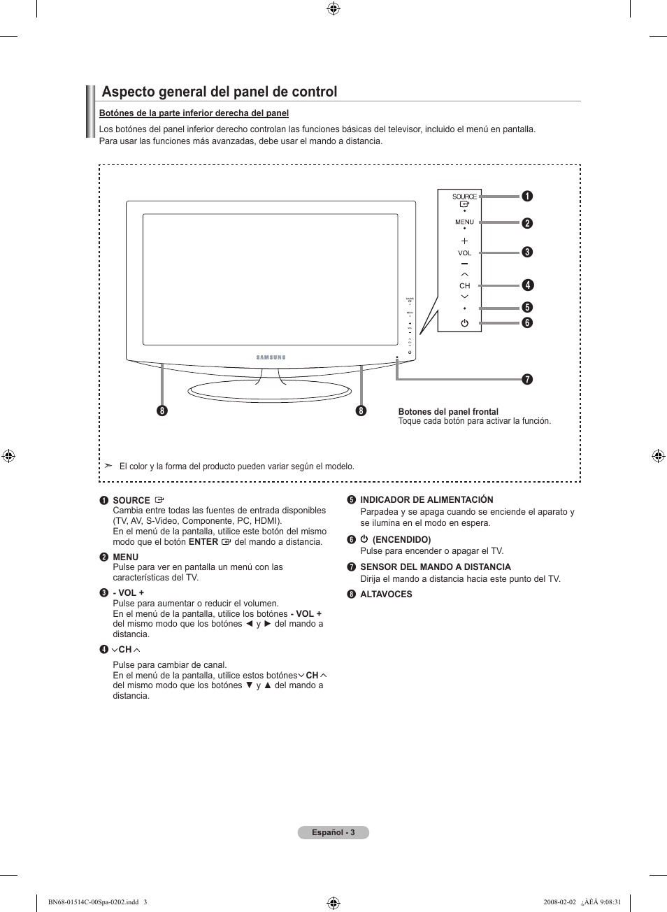 Aspecto general del panel de control | Samsung LN19A331J1DXZA User Manual | Page 65 / 121