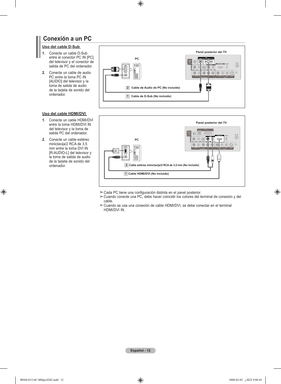 Conexión a un pc | Samsung LN19A331J1DXZA User Manual | Page 74 / 121