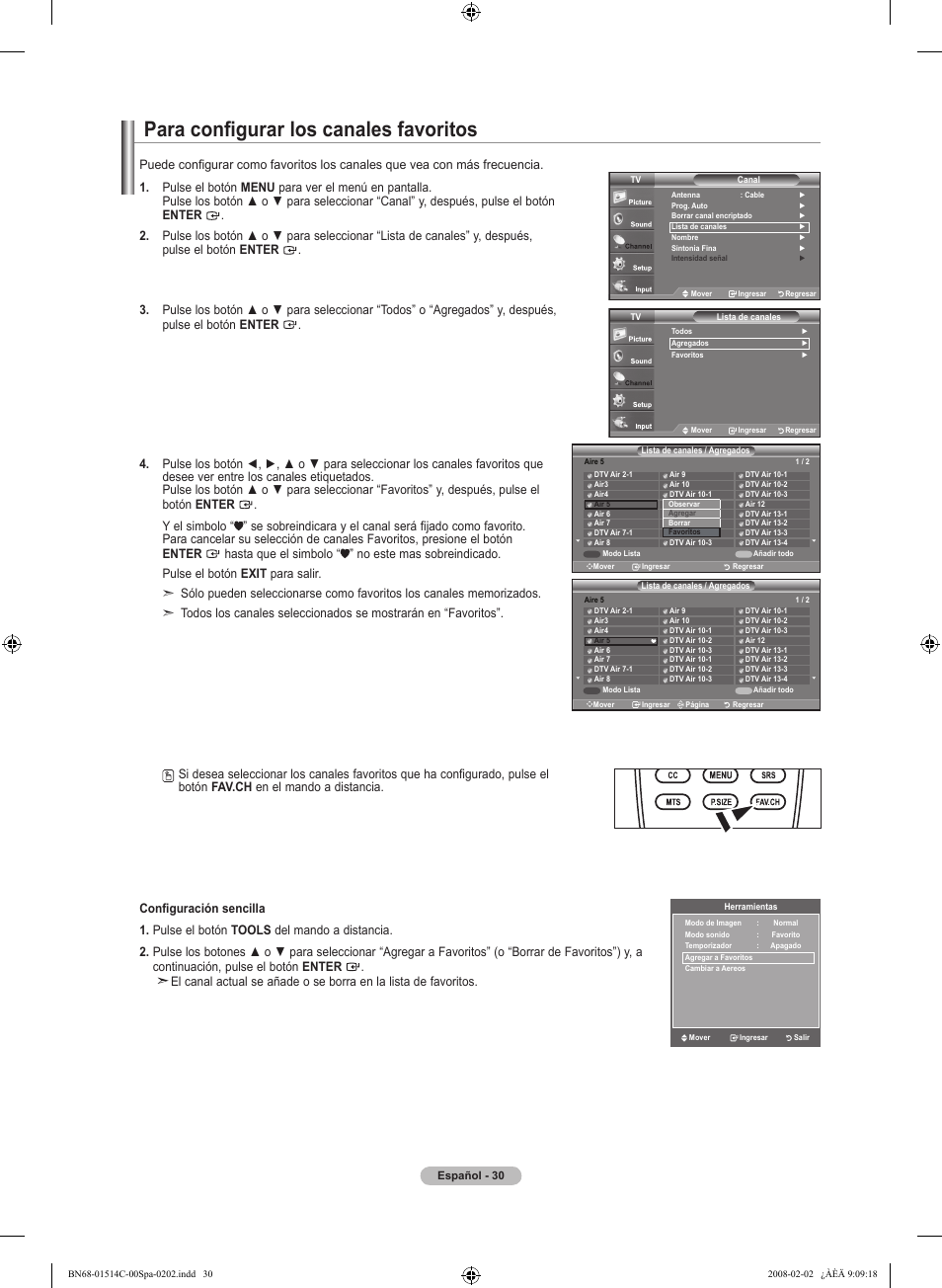 Para configurar los canales favoritos | Samsung LN19A331J1DXZA User Manual | Page 92 / 121