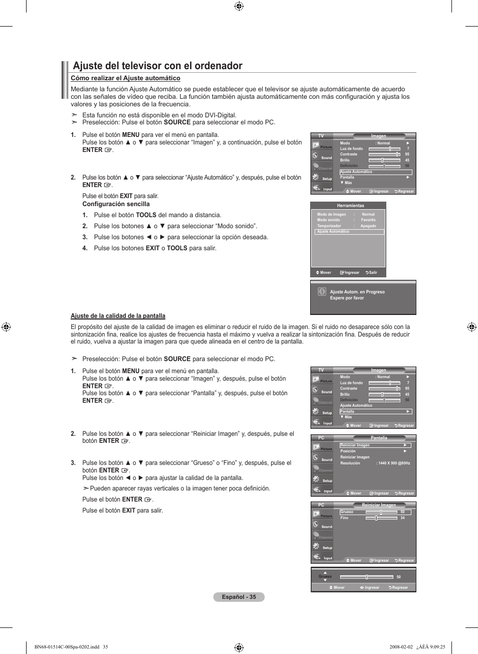 Ajuste del televisor con el ordenador | Samsung LN19A331J1DXZA User Manual | Page 97 / 121