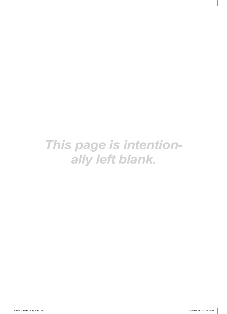 This page is intention- ally left blank | Samsung LN46C550J1FXZA User Manual | Page 50 / 50