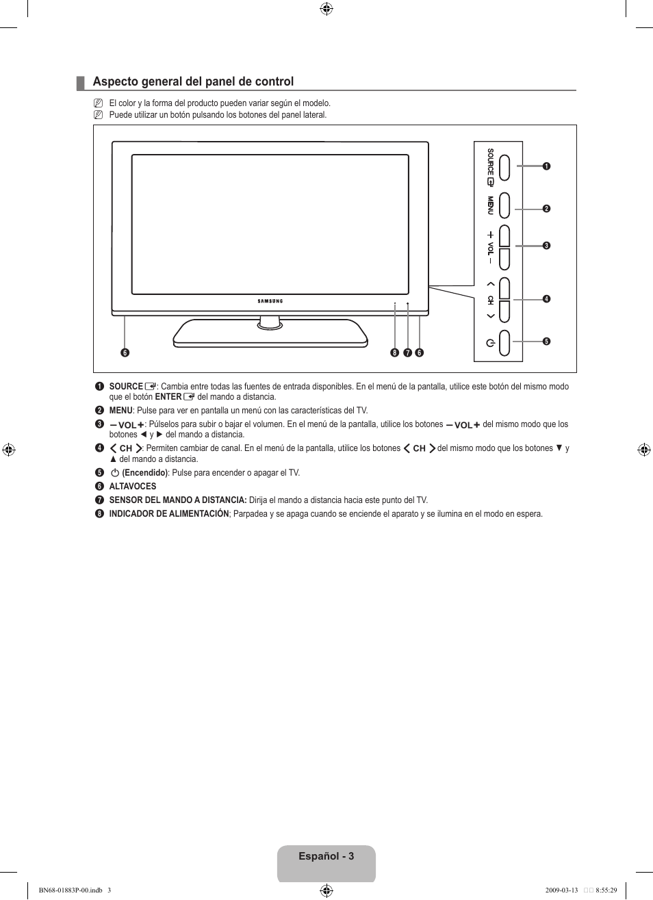 Aspecto general del panel de control | Samsung LN40B530P7NXZA User Manual | Page 46 / 83