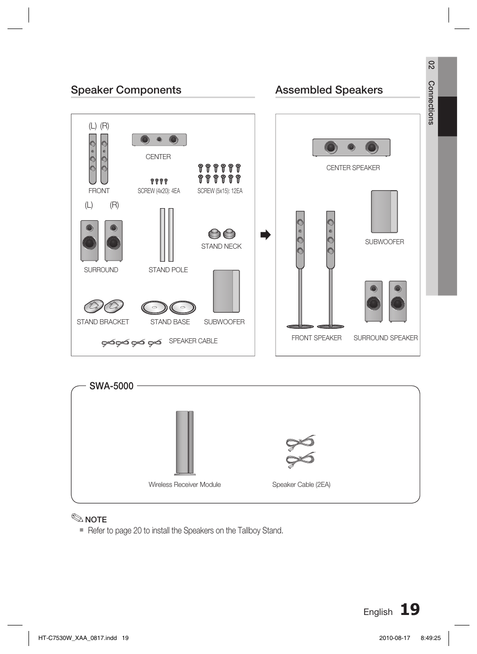Speaker components, Assembled speakers | Samsung HT-C7530W-XAA User Manual | Page 19 / 72