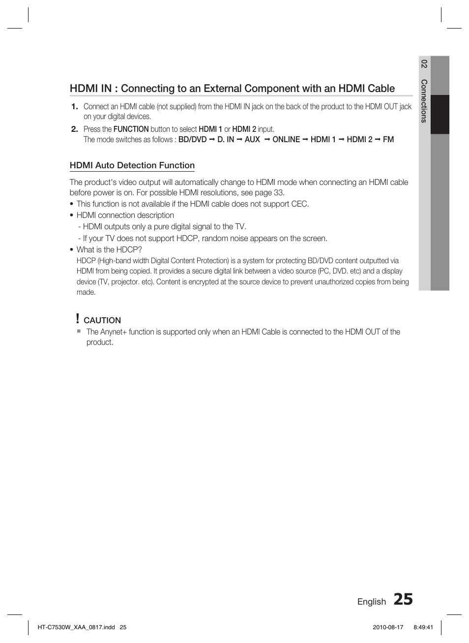 Samsung HT-C7530W-XAA User Manual | Page 25 / 72
