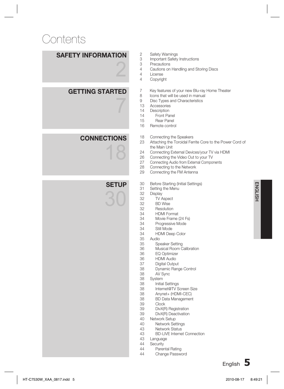 Samsung HT-C7530W-XAA User Manual | Page 5 / 72
